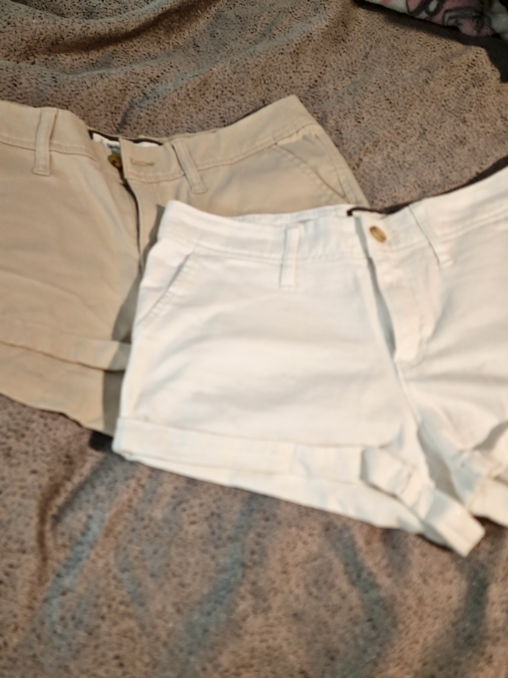 Abercrombie & Fitch White and Tan Jean Shorts Duo